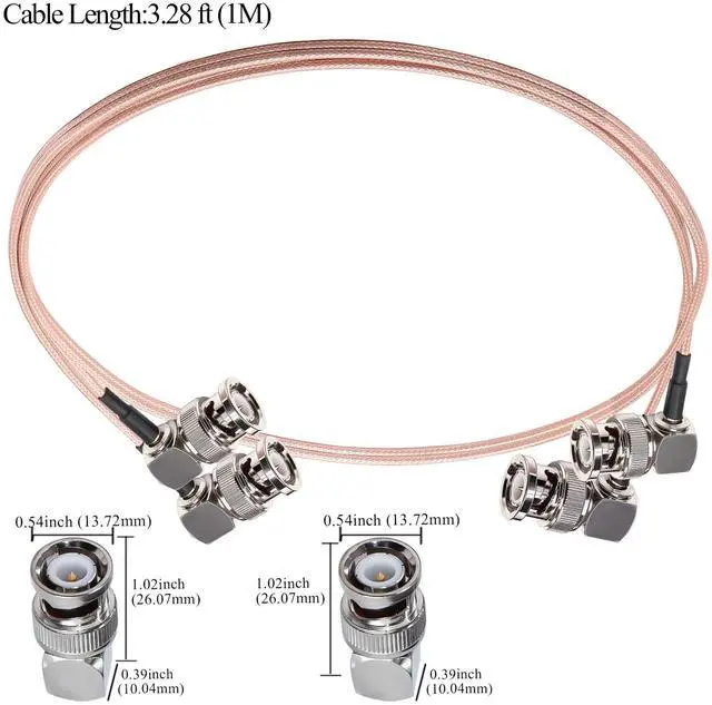 Alt view image 4 of 7 - TUOLNK 2 Pack 3.28ft (1M) BNC Male Right Angle to BNC Male Right Angle Coaxial Cable, RG316, 50 Ohm, for Video Equipment, CCTV, HD-SDI, SDI Digital Audio Router