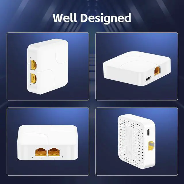 Alt view image 5 of 7 - 1 to 2 Gigabit Ethernet Splitter, 100/1000Mbps, Network Hub RJ45 Internet LAN Splitter with USB Cable, for Cat5/5e/6/7/8 Cables