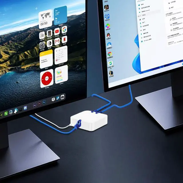 Alt view image 7 of 7 - 1 to 2 Gigabit Ethernet Splitter, 100/1000Mbps, Network Hub RJ45 Internet LAN Splitter with USB Cable, for Cat5/5e/6/7/8 Cables