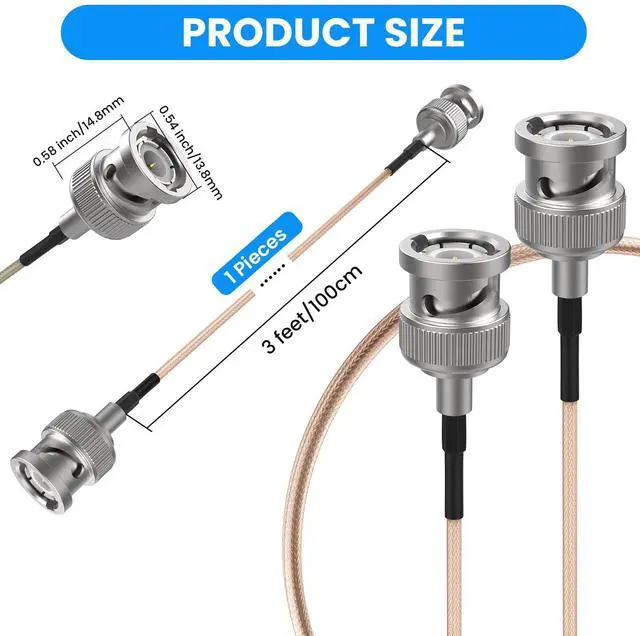 Alt view image 2 of 7 - SDTC Tech BNC Male to BNC Male HD-SDI Cable RG316 Coaxial Coax Antenna Pigtail Jumper 50 Ohm BNC Connector Adapter (3 feet/1m)