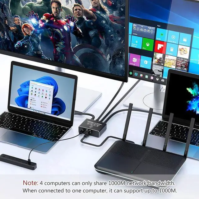 Alt view image 4 of 7 - Ethernet Splitter 1 to 4, 1000Mbps High-Speed Internet Splitter, Gigabit RJ45 Port Router Switch, LAN-Splitter, Supporting Simultaneous Networking of 4 Devices, Applicable to Cat5/5e/6/7/8 Cable