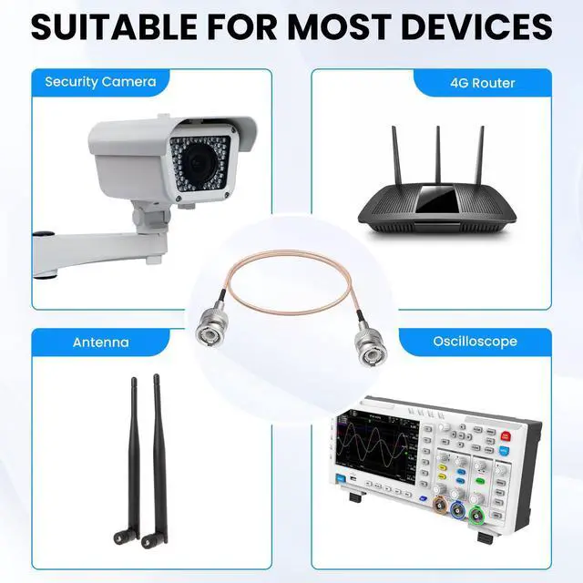 Alt view image 7 of 7 - SDTC Tech BNC Male to BNC Male HD-SDI Cable RG316 Coaxial Coax Antenna Pigtail Jumper 50 Ohm BNC Connector Adapter (3 feet/1m)