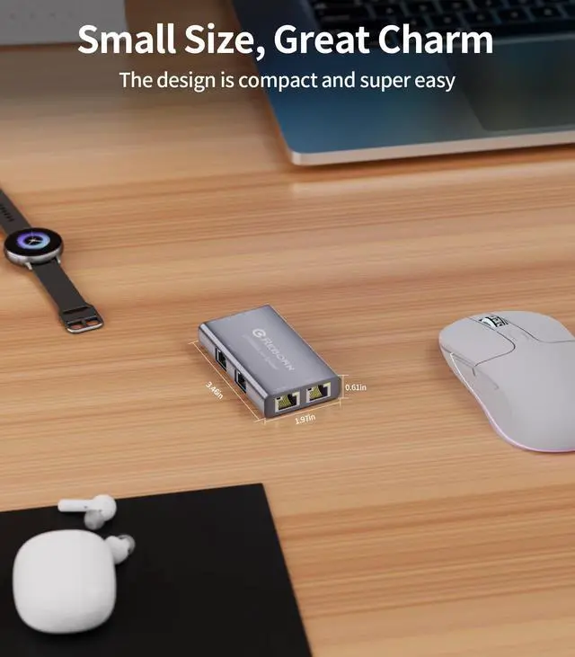 Alt view image 7 of 7 - Reborn Ethernet Splitter 1 to 4 High Speed 1000Mbps, RJ45 Gigabit Ethernet Cable Splitter 1 to 4, LAN Splitter with USB Power Cable for Cat 5/6/7/8 Cable [4 Devices Simultaneous Networking]