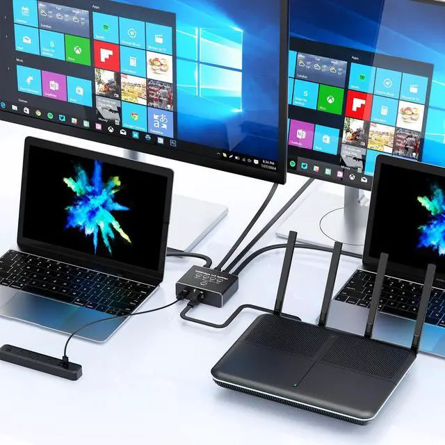 Alt view image 7 of 7 - Ethernet Splitter 1 to 4 1000Mbps High Speed Either Network Splitter Internet Cable Splitter 1 in 4 Out Gigabit Dual LAN RJ45 Port Router Switch Work for Cat 5/5e/6/7/8 Cable