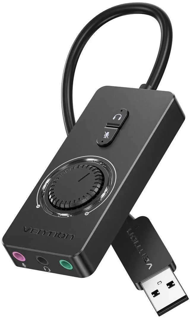 Main image of VENTION USB Sound Card, External Stereo Sound Card with Volume Control, USB to 3.5mm Jack Audio Adapter for Windows, Mac, PC, Laptop, Desktop, Headset, Switch and More