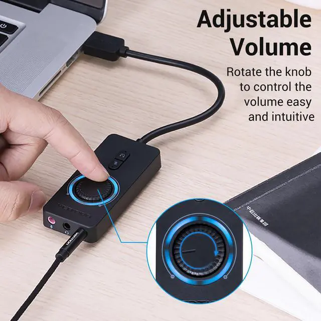 Alt view image 7 of 7 - VENTION USB Sound Card, External Stereo Sound Card with Volume Control, USB to 3.5mm Jack Audio Adapter for Windows, Mac, PC, Laptop, Desktop, Headset, Switch and More