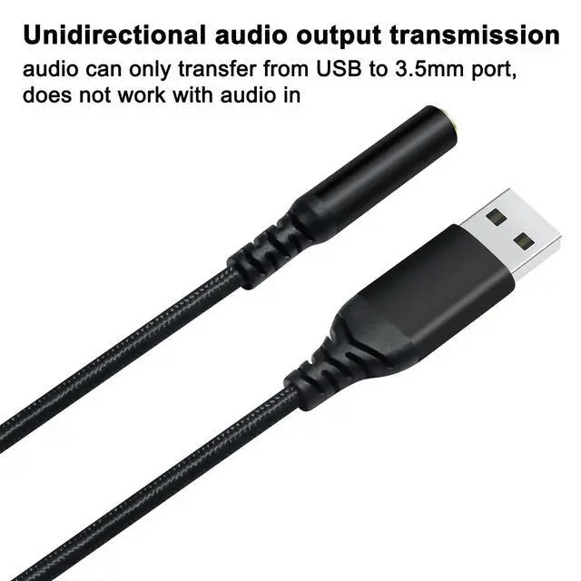 Alt view image 7 of 7 - DCHAV USB to 3.5mm Jack Audio Adapter Headphone Microphone External Sound Card AUX USB Type A to 3.5 mm Cable 4 Pole TRRS Female Interface Line Control for PC Laptop Speaker Headset PS4 PS5, Black