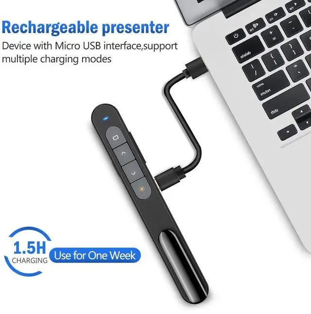 Alt view image 3 of 7 - DinoFire Rechargeable Presentation Clicker 100FT Wireless Presenter Remote, Hyperlink Volume Control PowerPoint Clicker Presentation Remote, 2.4GHz USB Presentation Clicker for Mac Laptop Computer11