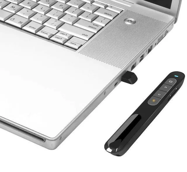 Alt view image 3 of 7 - Wireless Presenter, Hyperlink Volume Control Presentation Clicker RF 2.4GHz USB PowerPoint Clicker Presentation Remote Control Pointer Slide Advancer (Black)