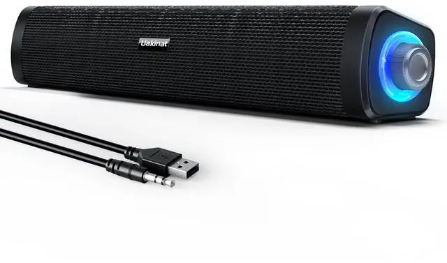 Main image of Uakinat USB Computer Speakers,Computer Speakers with 3.5 mm aux,Wired USB Powered & Colorful LED Lights with Switch Button,Surround Sound Portable SoundBar for Monitor Laptop Phone(Black)