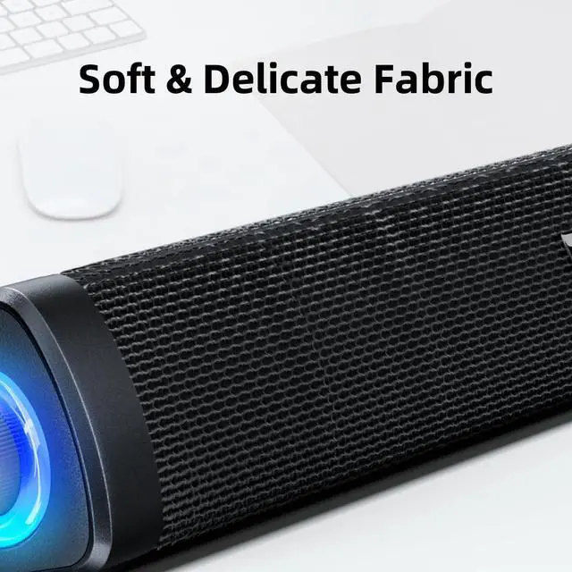 Alt view image 4 of 7 - Uakinat USB Computer Speakers,Computer Speakers with 3.5 mm aux,Wired USB Powered & Colorful LED Lights with Switch Button,Surround Sound Portable SoundBar for Monitor Laptop Phone(Black)