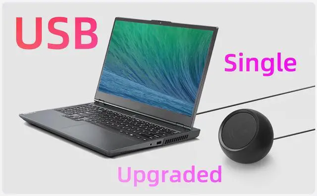 Alt view image 2 of 7 - [Single] Computer Speaker for Desktop PC, USB-Powered, Plug-n-Play, Wired, External Speaker for Laptop, with Crystal-Clear Sound, Loud Volume, Rich Bass, Built-in USB-C Adapter for Full Compatibility