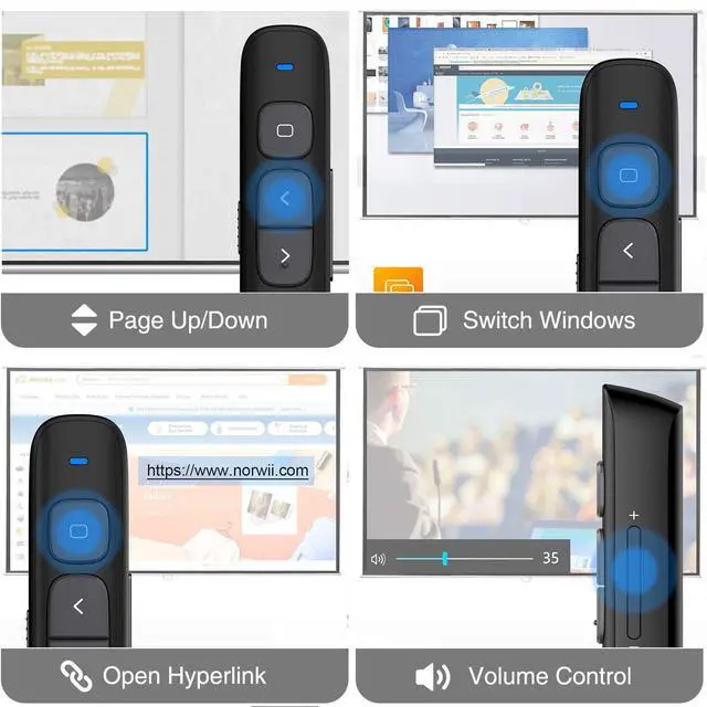 Alt view image 6 of 7 - N29 Presentation Clicker Slide Pointer Clicker for Powerpoint Presentations, Wireless Presenter with Hyperlink & Volume Control, Presentation Remote(Black)