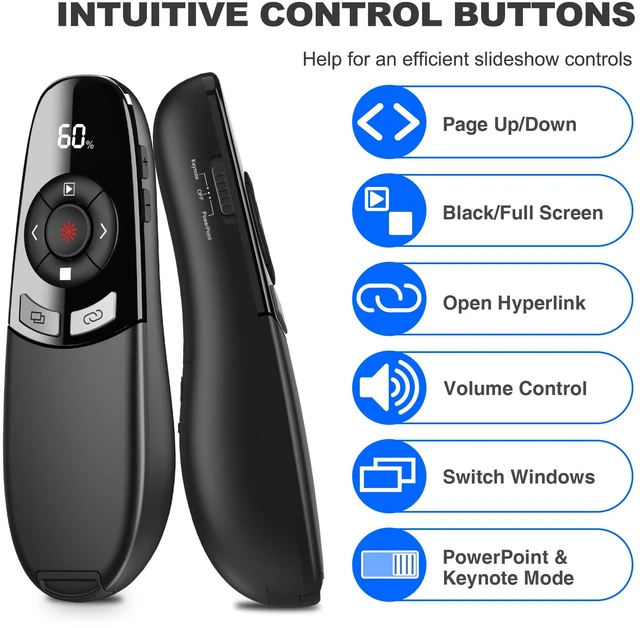 Alt view image 4 of 6 - USB Type C Presentation Clicker with Battery & Timer Display, Wireless Presenter Remote PowerPoint Clikcer for Mac Computer