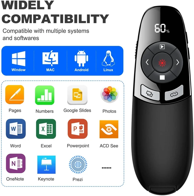Alt view image 6 of 6 - USB Type C Presentation Clicker with Battery & Timer Display, Wireless Presenter Remote PowerPoint Clikcer for Mac Computer