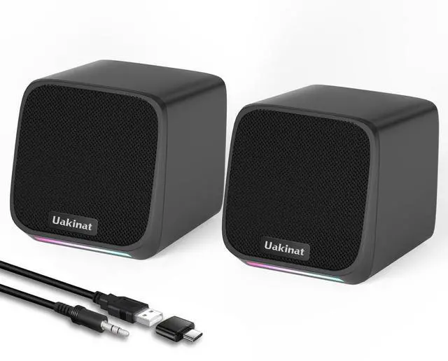 Main image of Uakinat Computer Speakers,Computer Speakers for Desktop PC,Desktop Speakers,Small Computer Speakers USB Powered 3.5mm Aux Speaker for PC,Laptop,Tablet,Phone