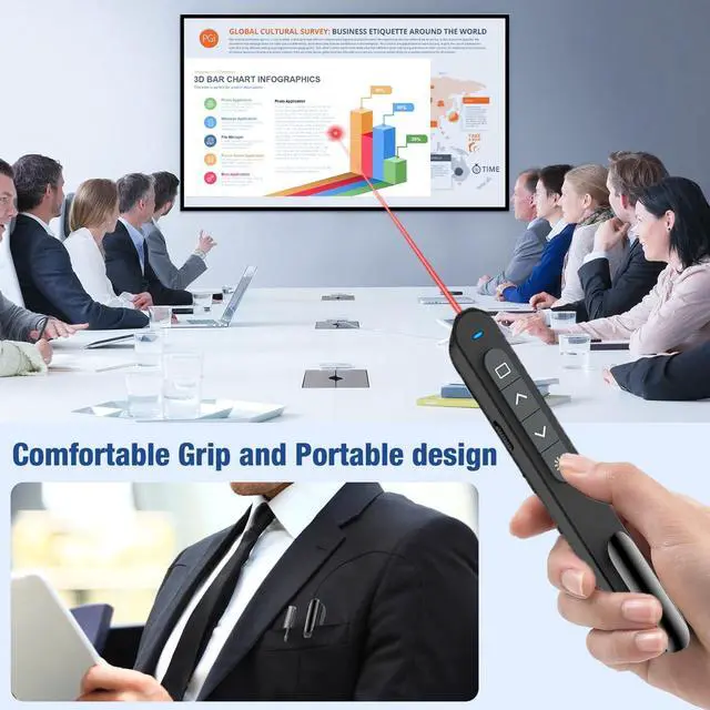 Alt view image 7 of 7 - DINOSTRIKE Presentation Clicker with Case, USB C Wireless Presenter Remote Powerpoint Clicker with Carry case Storage