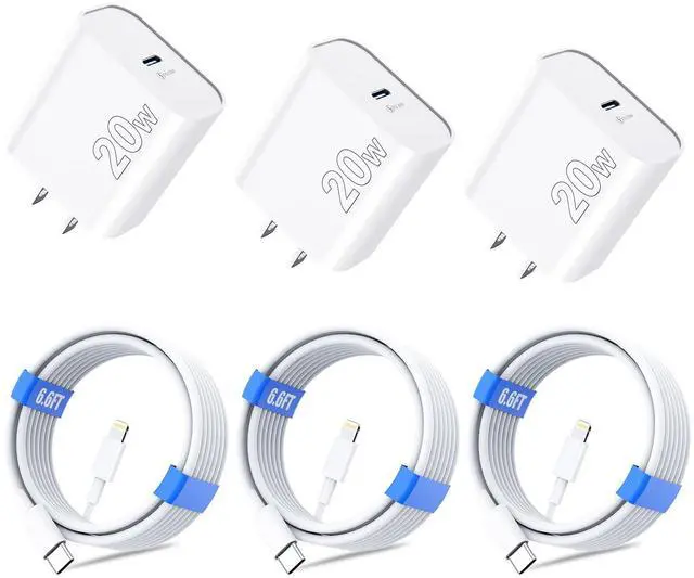 Main image of for iPhone 14 13 12 11 Charger Fast Charging [MFi Certified], 3-Pack 20W PD USB C Wall Charger Block with 6.6ft USB C to Lightning Cable Compatible with iPhone 14 Pro Max/Pro/Plus/Mini/iPad & More