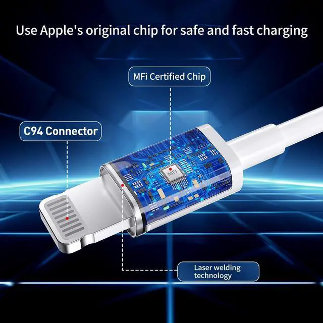 Alt view image 3 of 7 - for iPhone 14 13 12 11 Charger Fast Charging [MFi Certified], 3-Pack 20W PD USB C Wall Charger Block with 6.6ft USB C to Lightning Cable Compatible with iPhone 14 Pro Max/Pro/Plus/Mini/iPad & More