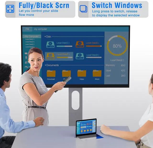 Alt view image 5 of 6 - Presentation Clicker Wireless Slide Remote for Powerpoint PPT Slideshow, USB Presenter Pointer Advancer for Office Classroom Laptop/Computer/Mac Red Light