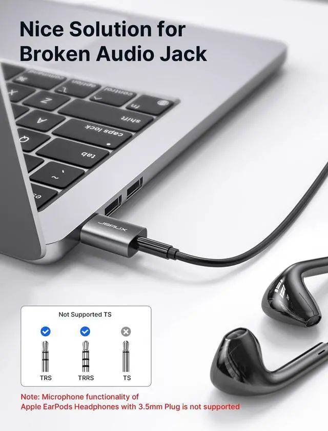 Alt view image 2 of 7 - 2 Pack USB to 3.5mm Jack Audio Adapter, JSAUX USB to Audio Aux Adapter External Stereo Sound Card TRRS Female Headset for PS4, PS5, Headphone,Mac, Linux, Laptop, Desktops, Docking Station