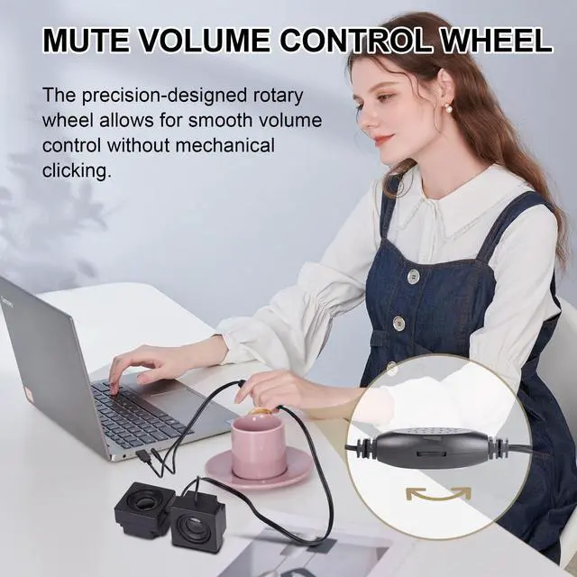 Alt view image 2 of 7 - GIASYIEH USB Computer Speakers, Mini Desktop Speakers USB Powered 3.5mm TRS Aux Speaker with Volume Control Wheel, for PC,Laptop,Tablet,Phone