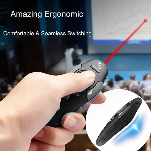 Alt view image 2 of 7 - (2 Units) Wireless Presentation Clicker for PowerPoint, Wireless Presenter Remote with Laser Pointer Slide Clickers for Mac/Windows/Linux, Computer/Laptop, Google Slide/PPT/Keynote