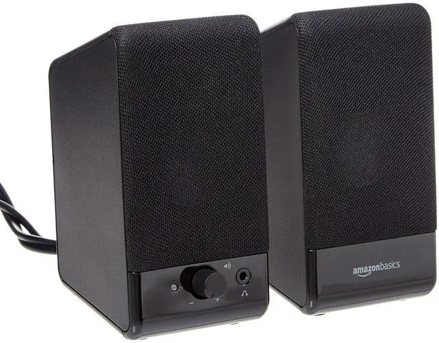 Main image of Amazon Basics USB-Powered Computer Speakers for Desktop or Laptop PC with Volume Control, Plug-N-Play, Black