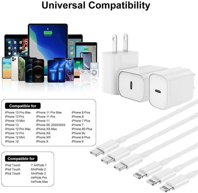 Alt view image 5 of 7 - Fast Charger for iPhone Charger Fast Charging 6ft Lightning Cable,for iPhone 14 13 12 Pro Max Charger Fast Charging with 20w USB C Charger Block,Type C to Lightning Cord for iPhone 11 Pro Max/XS-White