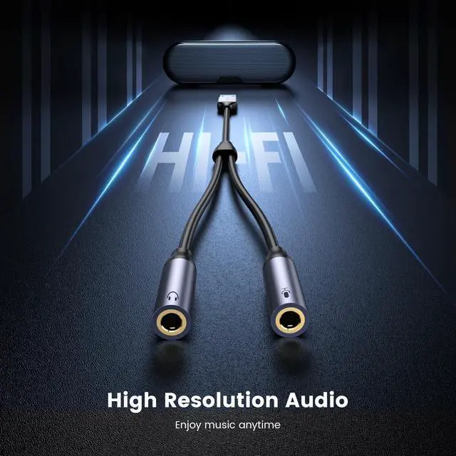 Alt view image 3 of 6 - MOSWAG USB Audio Adapter, External Sound Card, USB to 3.5mm TRS Headphone + Microphone Audio Jack Splitter Compatible with Windows, Laptops, Desktops, Mac, Linux, PC, PS5, PS410 inch/25cm