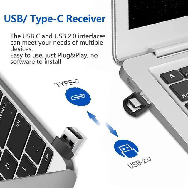 Alt view image 2 of 7 - USB/Type-C 2 in 1 Presentation Clicker for Powerpoint, Hyperlink Volume Control Wireless Presenter Remote Presentation Pointer Slide Advancer PPT Clicker for Mac iPad Computer Laptop