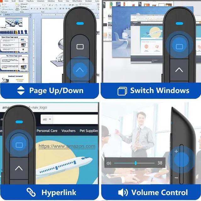 Alt view image 6 of 7 - USB/Type-C 2 in 1 Presentation Clicker for Powerpoint, Hyperlink Volume Control Wireless Presenter Remote Presentation Pointer Slide Advancer PPT Clicker for Mac iPad Computer Laptop