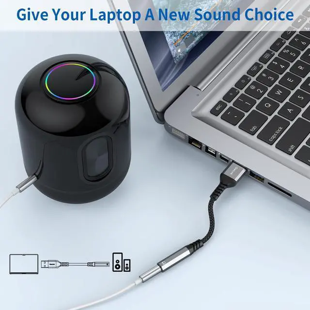 Alt view image 3 of 6 - USB to 3.5mm Jack Audio Adapter (2-Pack), USB to Audio Jack Adapter Headset, USB-A to 3.5mm TRRS 4-Pole Mic Female, External Stereo Sound Card for Headphone, Mac, PS4, PS5, PC, Laptop, Desktops