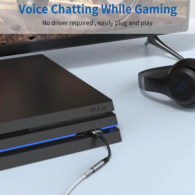 Alt view image 4 of 6 - USB to 3.5mm Jack Audio Adapter (2-Pack), USB to Audio Jack Adapter Headset, USB-A to 3.5mm TRRS 4-Pole Mic Female, External Stereo Sound Card for Headphone, Mac, PS4, PS5, PC, Laptop, Desktops