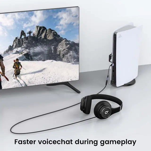 Alt view image 3 of 7 - MOSWAG USB to Audio Jack Adapter 0.65Feet/20cm, External Sound Card Jack Audio Adapter with 3.5mm Aux Stereo Converter Compatible with Headset, PC, Laptop, Linux, Desktops, PS4 and More Device