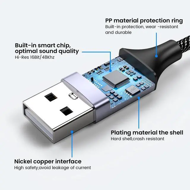Alt view image 6 of 7 - MOSWAG USB to Audio Jack Adapter 0.65Feet/20cm, External Sound Card Jack Audio Adapter with 3.5mm Aux Stereo Converter Compatible with Headset, PC, Laptop, Linux, Desktops, PS4 and More Device