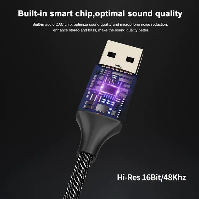 Alt view image 7 of 7 - MOSWAG USB to Audio Jack Adapter 0.65Feet/20cm, External Sound Card Jack Audio Adapter with 3.5mm Aux Stereo Converter Compatible with Headset, PC, Laptop, Linux, Desktops, PS4 and More Device