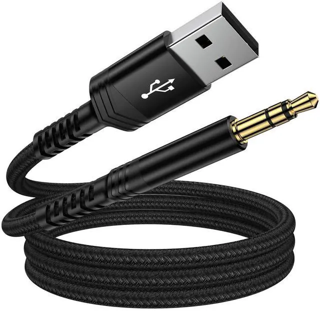 Main image of USB to 3.5mm Audio Aux Cable, 3FT USB Male to AUX Male Jack Adapter TRS Stereo Braided Audio Cord for Headphones Speaker PC Laptop Windows PS5 PS4 Mac OSX Desktops