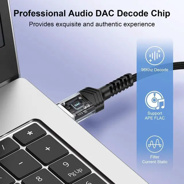 Alt view image 3 of 7 - USB to 3.5mm Audio Aux Cable, 3FT USB Male to AUX Male Jack Adapter TRS Stereo Braided Audio Cord for Headphones Speaker PC Laptop Windows PS5 PS4 Mac OSX Desktops