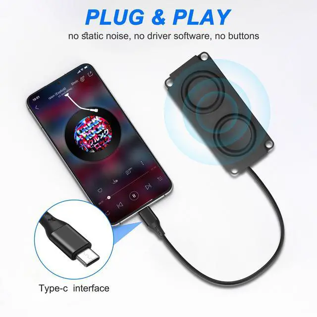 Alt view image 4 of 7 - XMSJSIY USB Type C Computer Speaker Laptop Speaker 3W Portable Plug-in External Speaker for Desktop PC Laptop Monitor Phone-1 PCS