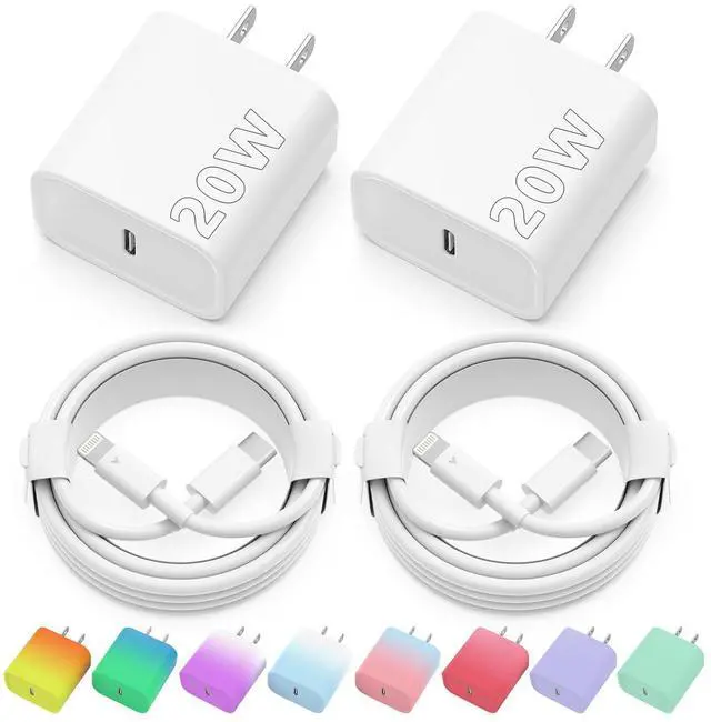 Main image of iPhone Charger Fast Charging, 2 Pack 20W USB C Wall Charger Block with 2 Pack MFi Certified 6FT Type C to Lightning Cables for iPhone 14 13 12 11 Pro Max XR XS X, iPad,AirPods Pro