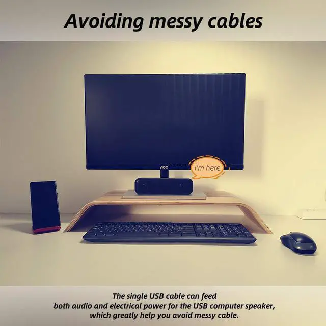 Alt view image 5 of 7 - [Upgraded] USB Computer /Laptop Speaker with Stereo Sound & Enhanced Bass, Portable Mini Sound Bar for Windows PCs, Desktop Computer and Laptops