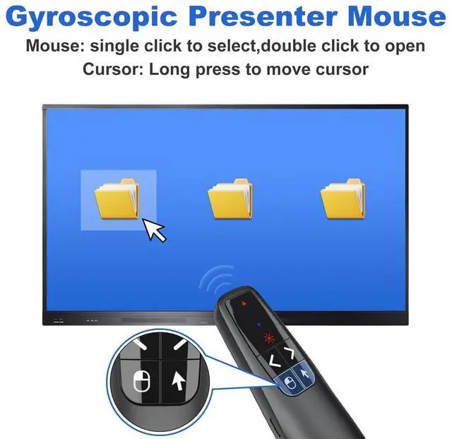 Alt view image 3 of 6 - Presentation Clicker PowerPoint Wireless Presenter Remote: Type C Rechargeable Auto Air Mouse Clickers with Red Laser Pointer for Computer Project Mac Slideshow PPT Google Slide Advancer