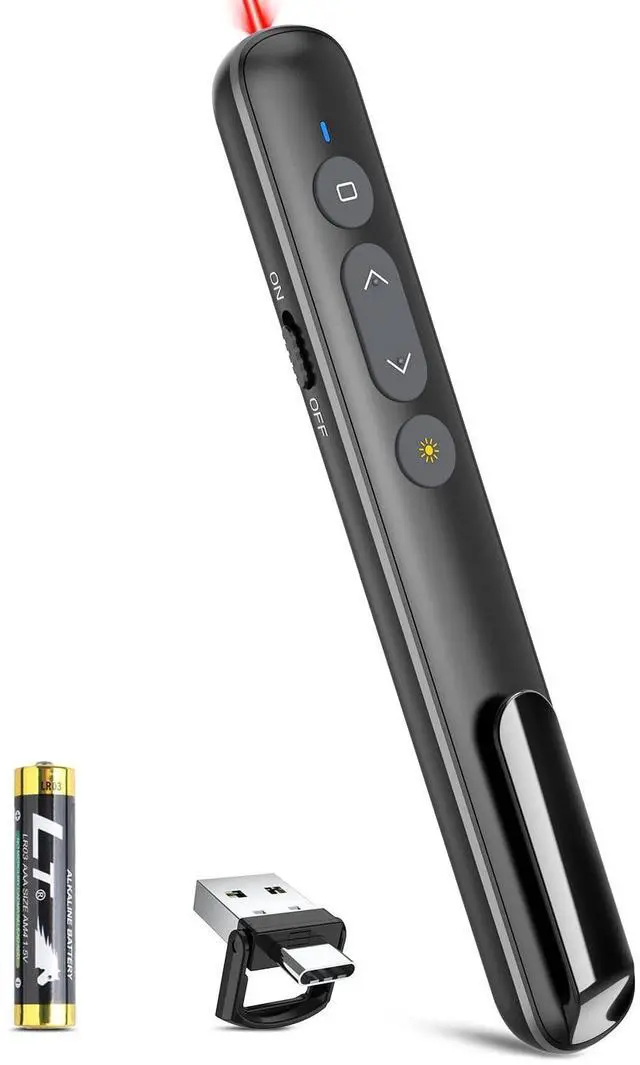 Main image of USB-C/USB-A Laser Pointer for Presentation Clicker PowerPoint Wireless Presenter Remote, Google Slide Advancer Projector Smart Board Slideshow Power Point PPT Clicker for Mac/Laptop/Computer/Office
