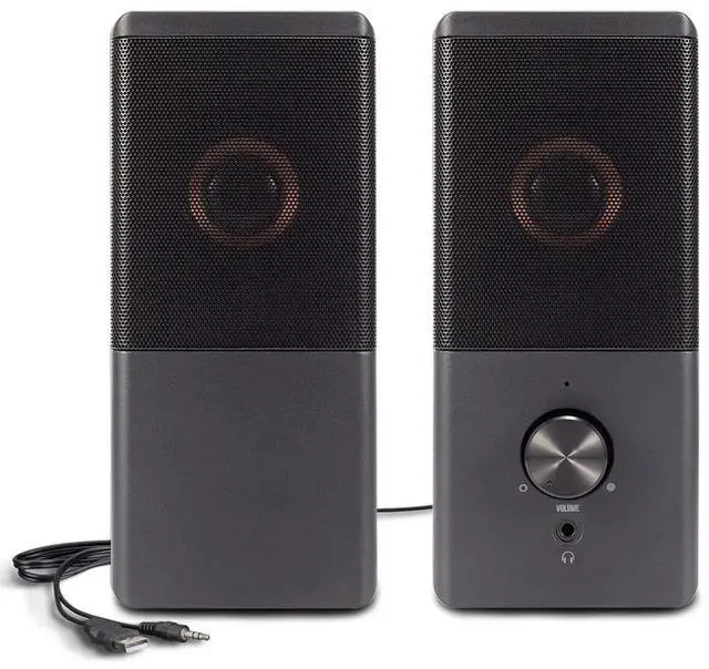 Main image of ROSON Computer Speaker, Compact Size Speaker with Headphone Jack, Enhanced Bass and Volume Control, Stereo 2.0 USB Powered 3.5mm Aux Multimedia Speakers for Laptop/Desktop/Tablets/Phone