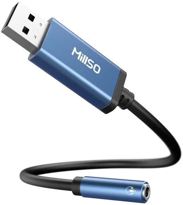 Main image of USB to 3.5mm Audio Jack Adapter, Sapphire Blue TRRS USB to AUX Audio Jack External Stereo Sound Card for Headphone, Speaker, PS4, PS5, PC, Laptop, Desktops - 1 Feet
