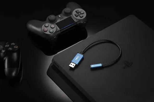 Alt view image 2 of 7 - USB to 3.5mm Audio Jack Adapter, Sapphire Blue TRRS USB to AUX Audio Jack External Stereo Sound Card for Headphone, Speaker, PS4, PS5, PC, Laptop, Desktops - 1 Feet