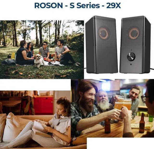 Alt view image 5 of 7 - ROSON Computer Speaker, Compact Size Speaker with Headphone Jack, Enhanced Bass and Volume Control, Stereo 2.0 USB Powered 3.5mm Aux Multimedia Speakers for Laptop/Desktop/Tablets/Phone