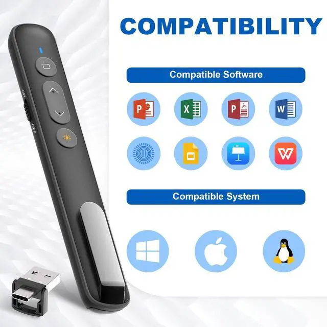 Alt view image 6 of 7 - USB-C/USB-A Laser Pointer for Presentation Clicker PowerPoint Wireless Presenter Remote, Google Slide Advancer Projector Smart Board Slideshow Power Point PPT Clicker for Mac/Laptop/Computer/Office