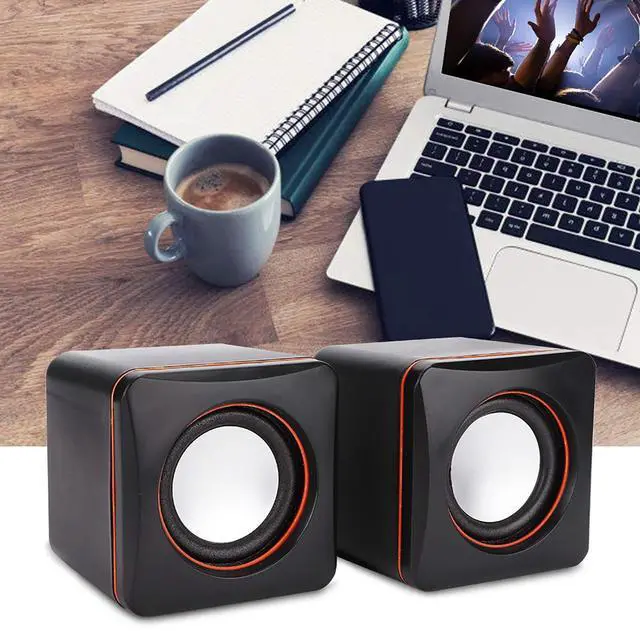 Main image of Computer Speakers Mini Cube USB Speaker Stereo 3.5mm Jack Wired Multimedia Speaker Computer Speaker For PC Monitor Desktop Laptop PC Computer Gaming Smartphones Tablets Projectors TVs(Dual Track)